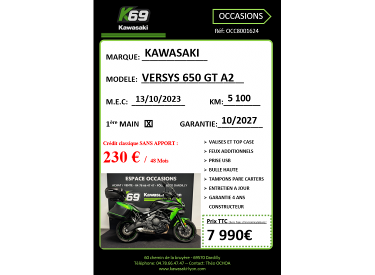 KAWASAKI VERSYS 650 GRAND TOURER A2