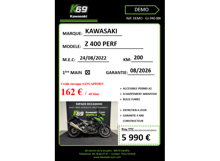 KAWASAKI Z400 ABS 2023 PERFORMANCE