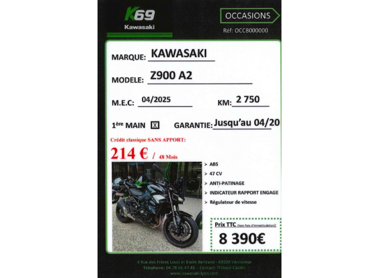 KAWASAKI Z900 70KW A2