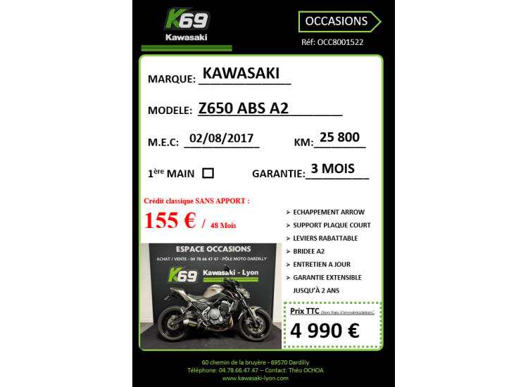 KAWASAKI Z650 ABS A2